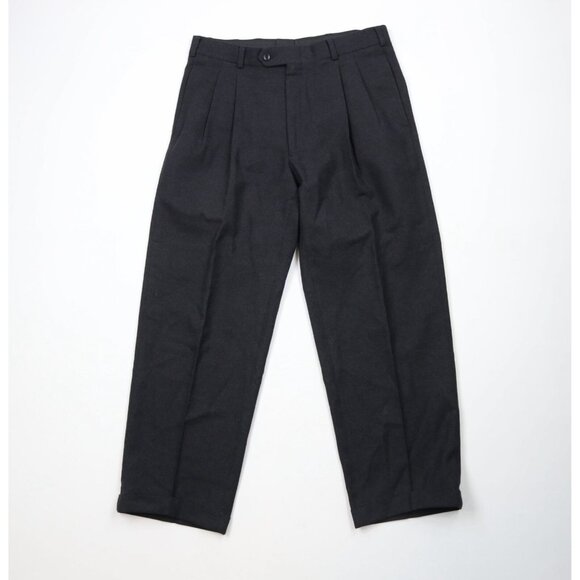 Vintage 90s Streetwear Mens 32x29 Cuffed Wool Wide Leg Chino Pants Charcoal Gray